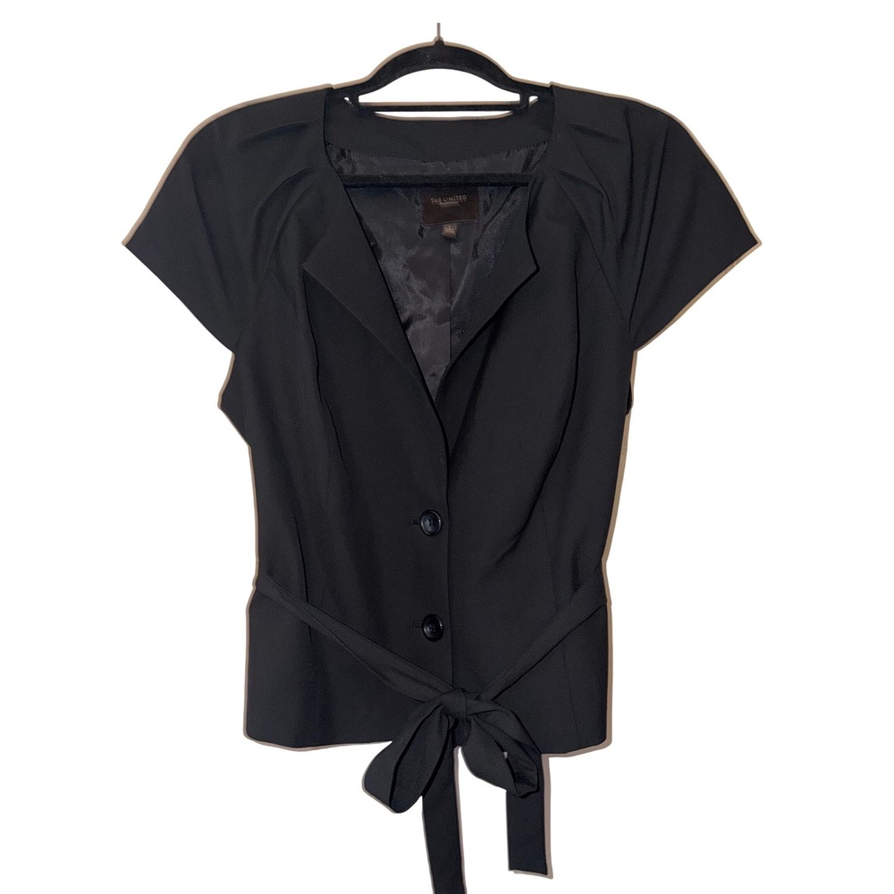 The Limited Collection Black Short Sleeve Tie Waist Blazer Jacket Size L